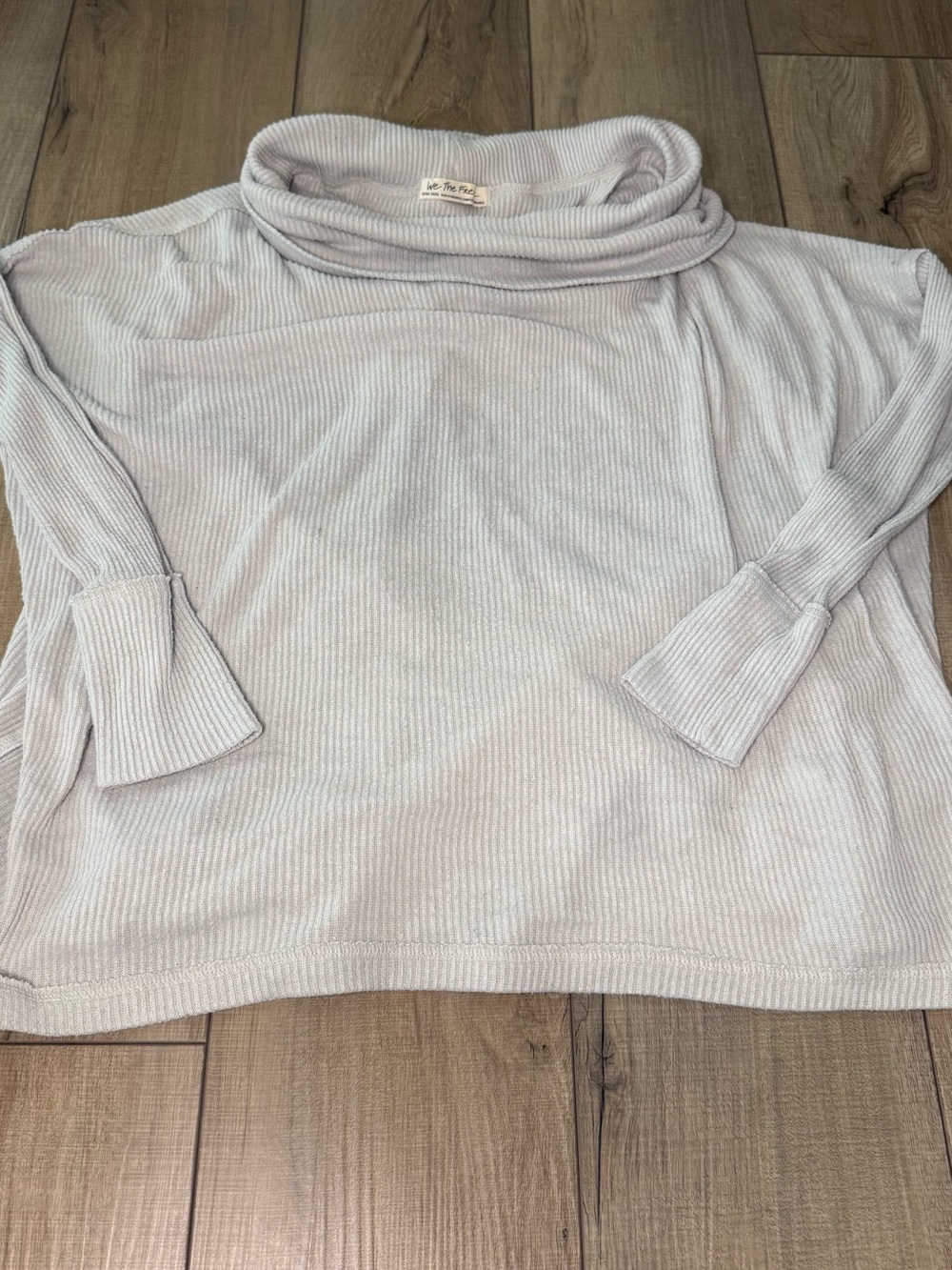 Free People We the Free XS Ivory Ribbed Oversized Cowl Neck Tunic Sweater
